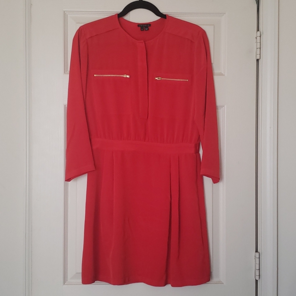 Theory Red Silk Dress